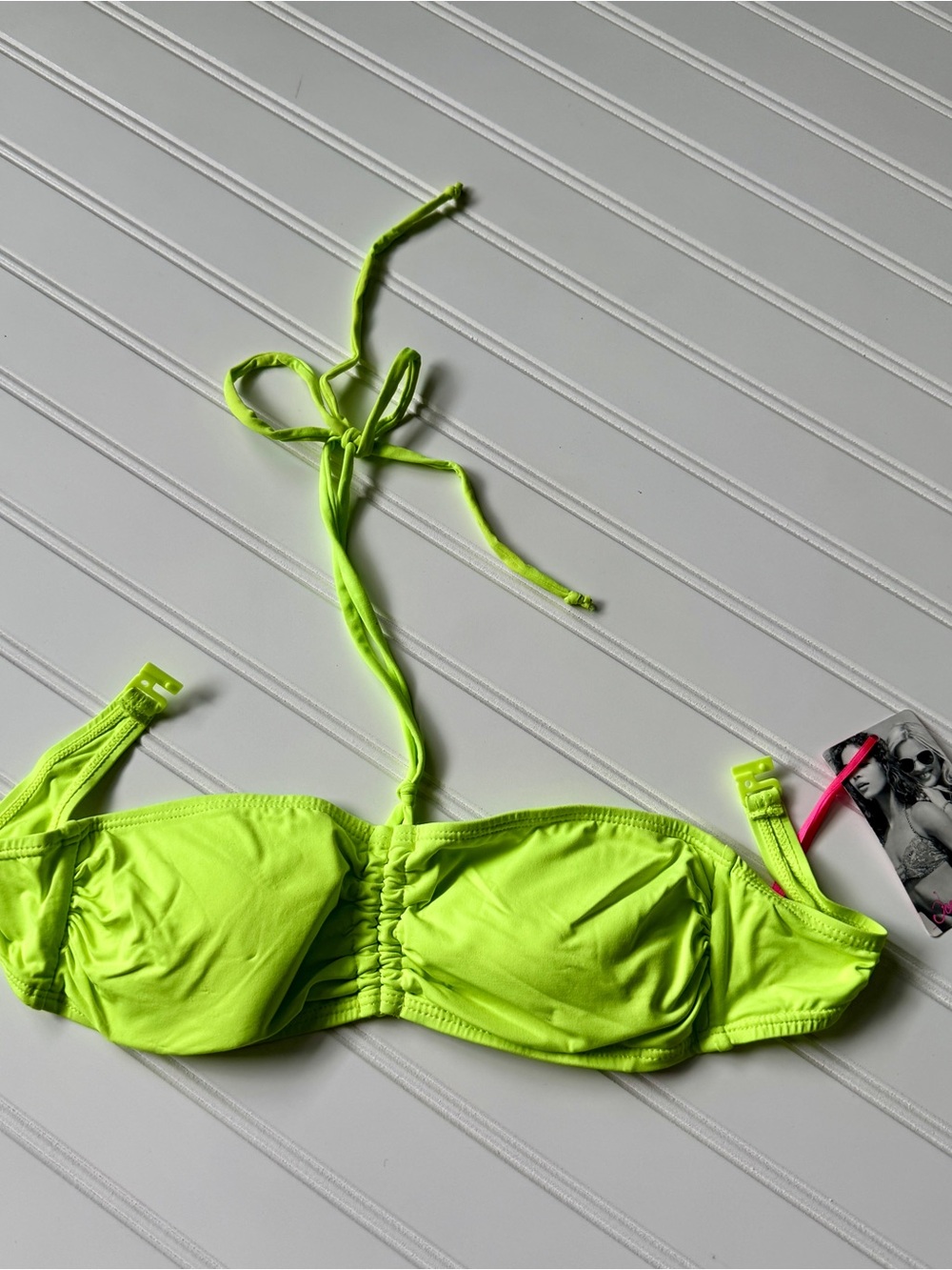 Neon Lime Bandeau Bikini Top